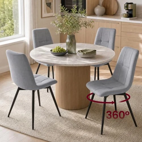Offerta a tempo: VASAGLE Sedie da Pranzo Girevoli a 360°, in Velluto, Set di 4 - 20% da 129.99 € a 103.99 €