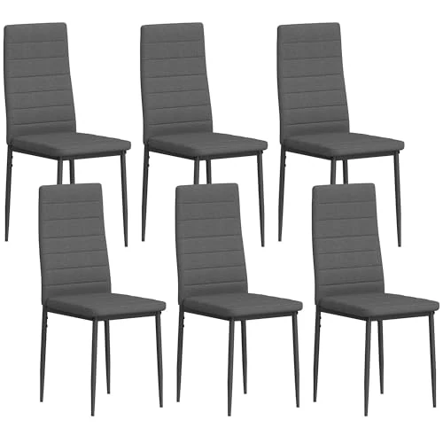 Offerta a tempo: HOMCOM Set 6 Sedie Imbottite per Soggiorno o Sala da Pranzo Grigio - 18.14% da 95.95 € a 78.54 €