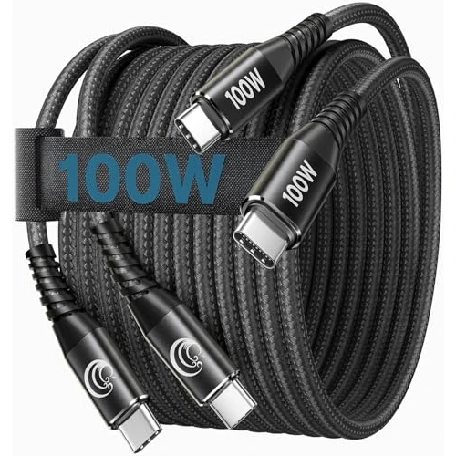 Offerta a tempo: Cavo USB C USB C 2M, 2Pezzi Cavo USB Type-C 100W, PD Cavo Ricarica Rapida Type C 5A Nylon Cavo TypeC to TypeC per iPhone 17 15 16 Pro Max/Plus iPad Pro/Air MacBook Samsung Galaxy S24 S25 - 14% da 9.99 € a 8.57 €