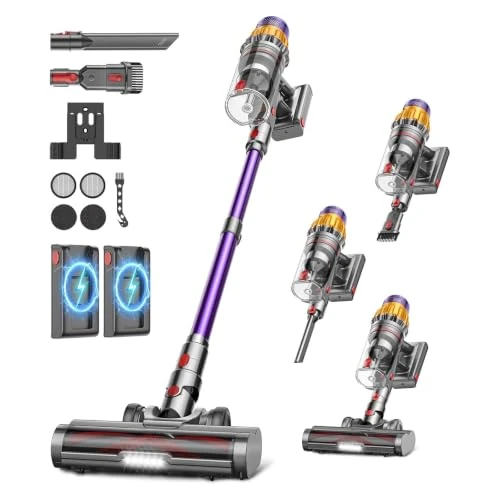 Offerta a tempo: Aspirapolvere Senza Fili con 150 Min, 2 Batterie/650W/58KPA/2.0L, Scopa Elettrica Senza Fili con Display a LED, 11 Stadi Filtrati, Autoportante e Anti-Groviglio per Auto/Pavimenti/Tappeti/Peli Animali - 0.00% da 229.99 € a 229.99 €