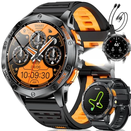 Zeitlich begrenztes Angebot: LIGE GPS Smartwatch Herren, Barometerdruck/Höhenmesser/Kompass, 1,43" AMOLED Smart Watch mit LED Taschenlampe/170+ Sportmodi/5ATM/Bluetooth Anrufe/Gesundheitsmonitor für Android iOS von 99.99 € auf 99.99 € (0.00% Rabatt)