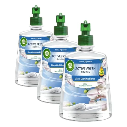 Offerta a tempo: Air Wick Active Fresh Deodorante per Ambienti, Ricarica per Diffusore Spray Automatico senza Gas alla fragranza Lino e Orchidea Bianca, 228 ml (Confezione da 3) - 73% da 20.97 € a 5.59 €