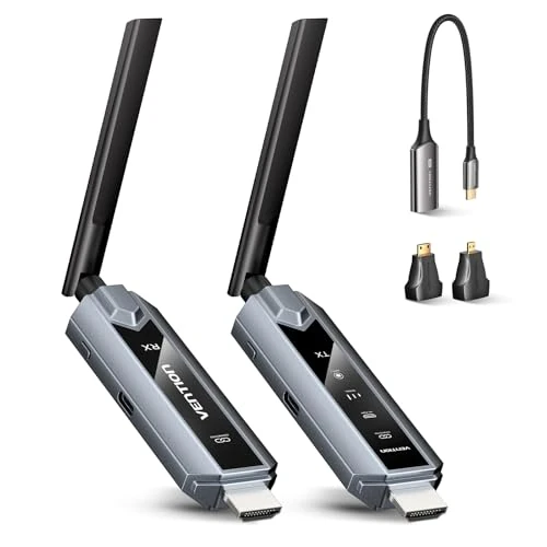 Offerta a tempo: VENTION Trasmettitore e Ricevitore HDMI Wireless 656FT/200M con Schermo LED, fino a 6 RXs, Controllo Termico, Kit Estensore Plug&Play. Decodifica 4K da PC/Proiettore/TV Box a Monitor (1TX+1RX) - 6% da 103.99 € a 97.99 €