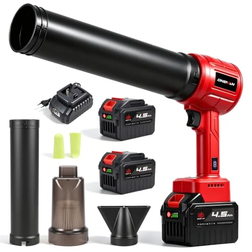Oferta limitada: ONEVAN Soplador Hojas Turbo,1,27kg Fuerza,para Hojas Mojadas,Nieve | sin escobillas,645m³/s, 65m/s,4 niveles soplado/3 aspiradora mano,2x4,5Ah Baterías,pantalla LED,3 boquillas,para secado auto de 79.89 € a 79.89 € (ahorro 0.00%)