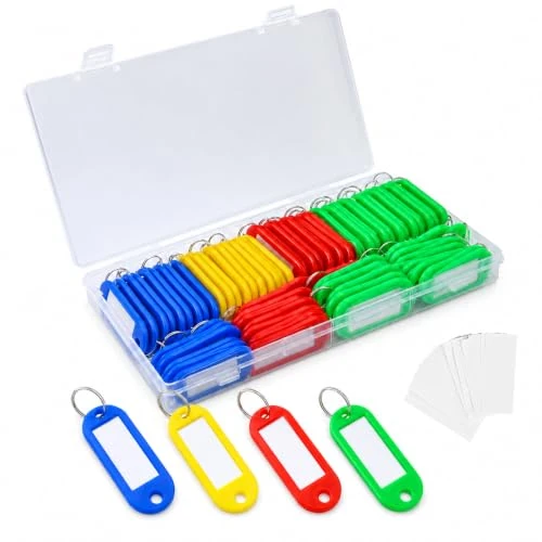 Offerta a tempo: 50 Pezzi Portachiavi con Etichetta Scrivibile, 4 Colori, Anelli Divisi - 0.00% da 9.99 € a 9.99 €