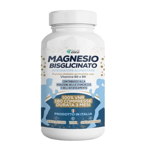 Offerta a tempo: Italian Elite® Magnesio Bisglicinato Chelato con Vitamine B2 e B6. 180 Cpr - 52% da 24.90 € a 11.90 €