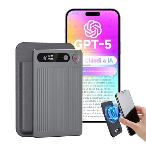 Offerta a tempo: Registratore Vocale AI, 64GB Registratore Digitale con Trascrizione e Riassunto Automatico, Oltre 80+ Lingue, Cloud illimitato, Controllo App, per Chiamate Riunioni Lezioni Interviste, con Custodia - 38% da 129.99 € a 79.99 €
