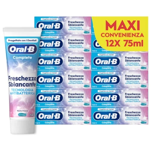 Offerta a tempo: Oral-B Dentifricio Complete Freschezza Sbiancante, Menta Piperita 12x75ml - 38% da 23.99 € a 14.99 €