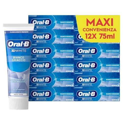 Offerta a tempo: Oral-B Dentifricio Sbiancante 3D White Bianco Ghiaccio Denti Bianchi, 12x75 - 38% da 23.99 € a 14.99 €