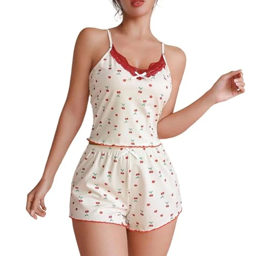 Offerta a tempo: Pigiama Corto Donna Puro Cotone Maglia e Pantaloncino Traspirante Pigiama Donna Cotone Estivo Design Moderno 2 Pezzi Stampa Senza Maniche Casual Set Sexy Pigiami Fionda Volant Morbido Comodo Rosa 3XL - 0.00% da 29.98 € a 29.98 €