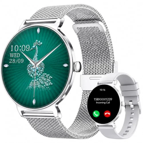 Offerta a tempo: taopodo Orologio Smartwatch Donna, Schermo Rotondo AMOLED 1,27", Chiamate Bluetooth, Monitoraggio Battito e Sonno Smart Watch Donna, 120+ Modalità Sportive, Impermeabilità IP68 (Argento) - 69% da 129.99 € a 39.99 €
