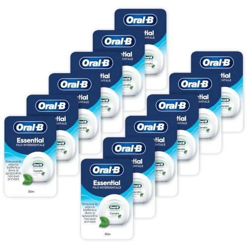 Offerta a tempo: Oral-B Filo Interdentale Cerato, Essential Floss, Menta 12x50m | Rimuove la Placca - Cerato per Spazi Stretti - Resistente allo Sfilacciamento - Sapore alla Menta 50m - 70.38% da 13.47 € a 3.99 €