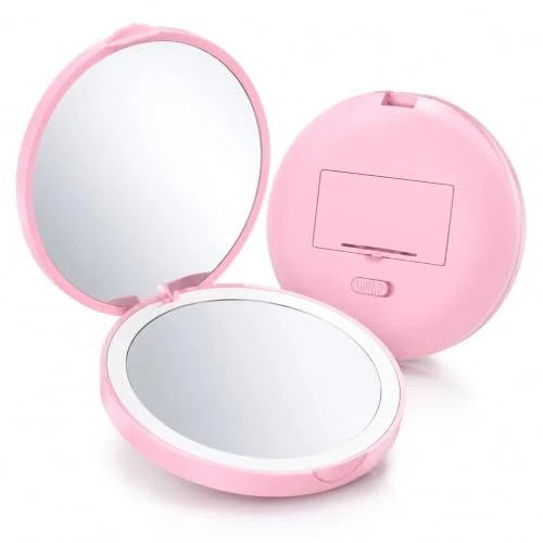 Offerta a tempo: Specchietto da Borsetta con Luce 1X/2X Rosa Portatile Ingrandente - 0.00% da 7.99 € a 7.99 €