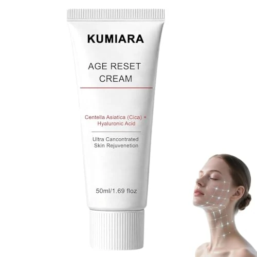 Offerta a tempo: Kumiara Crema Coreana Age Reset Cream, Kumiara Crema Viso Antirughe con Centella Asiatica (Cica) e Acido Ialuronico, Rassoda e Riduce le Rughe, Ingredienti Naturali, per Tutti i Tipi di Pelli (1) - 43% da 27.99 € a 15.99 €