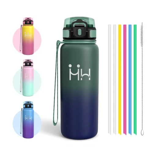Zeitlich begrenztes Angebot: Edelstahl Trinkflasche, BPA-frei Doppellagige Isolierung 750 ml, Trinkflasche Sport, Auslaufsicher Enthält 6 Strohhalme, Wasserflasche, Kann Kohlensäurehaltige Getränke Halten, Isolierflasche von 12.99 € auf 12.99 € (0.00% Rab