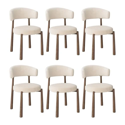 Zeitlich begrenztes Angebot: WOLTU Set mit 6 Esszimmerstühlen, Samtstoff Chenille, dicke Polsterung, Metallstruktur, Walnuss-Finish, für Küche, Wohnzimmer, Schlafzimmer, Tragkraft 150 kg, beige von 129.99 € auf 129.99 € (0.0% Rabatt)