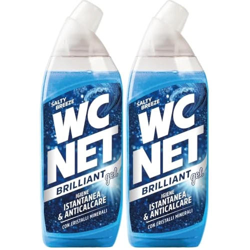 Offerta a tempo: Wc Net - Brilliant Gel Salty Breeze, Detergente Liquido per Wc, Formula Brillante con Cristalli Minerali, Igiene Profonda, Azione Anticalcare, Profumo Fresco, 700 ml (Confezione da 2) - 40% da 6.58 € a 3.98 €