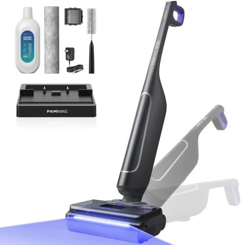 Offerta a tempo: FAMIVAC S7PRO Aspirapolvere Lavapavimenti, Design Piatto a 180° 25.000 Pa, Motore Assistito, Asciugatura Ventilata 360°, Pulizia dei Bordi su Due Lati, Autonomia 50 Min, Anti-groviglio capelli - 41% da 299.99 € a 178.49 €