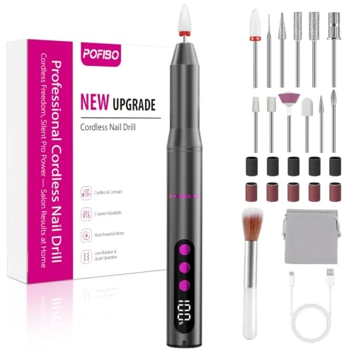 Limited-time offer: POFIBO Electric Nail Drill Cordless 35000RPM, Electric Nail File for Gel from 26.99 £ to 19.86 £ (save 26%)
