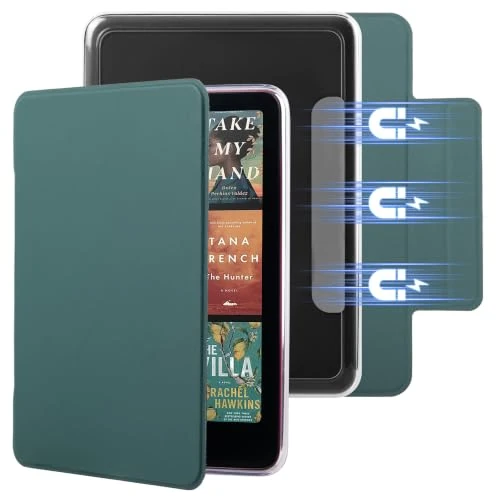 Tijdelijke aanbieding: Afneembare magnetische hoes compatibel met Kindle Paperwhite 12e generatie 2025/2024 & Colorsoft, 7 inch shell cover cover lichtgewicht case met auto wake/slaap (middernachtgroen) van 17.66 € naar 17.66 € (0.00% korting)