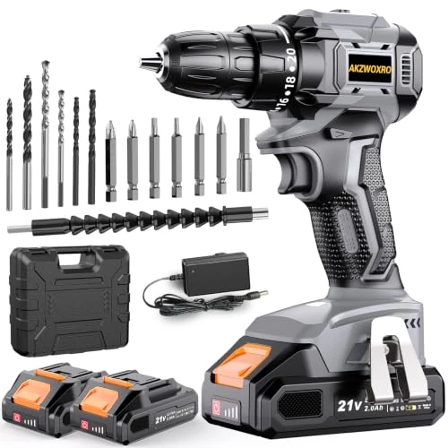 Zeitlich begrenztes Angebot: Akkuschrauber Bürstenlos 21V, Akku Bohrschrauber mit 2 Akkus 2.0Ah, 45N.m Akku Bohrmaschine, 2 Gang, 20+1 Drehmomentstufen, LED Licht, 14tlg Zubehöre Set für Garten DIY Projekt, Grau von 82.99 € auf 82.99 € (0.00% Rabatt)