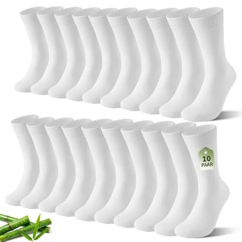 Offre limitée : SukModen Chaussettes homme femme,10/20 Pares Coton et Bambou | pour Le Bureau et Le Quotidien Toucher Doux, Couture Plate et Bord Élastique pour Chaussures de Ville. de 45.99 € à 18.99 € (59% de remise)
