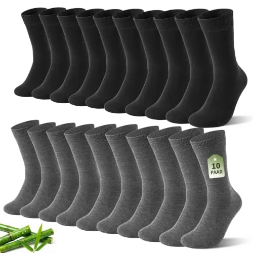 Offre limitée : SukModen Chaussettes homme femme,10/20 Pares Coton et Bambou | pour Le Bureau et Le Quotidien Toucher Doux, Couture Plate et Bord Élastique pour Chaussures de Ville. de 45.99 € à 18.04 € (61% de remise)