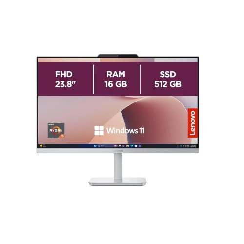 Offerta a tempo: Lenovo A105 Computer desktop All-In-One, Display 24" FHD, AMD Ryzen 5 40, RAM 16GB, 512GB SSD, 2x Altoparlanti, Windows 11 Home, WIFI, Tastiera + Mouse USB inclusi - Cloud Grigio - 17% da 899.00 € a 749.00 €