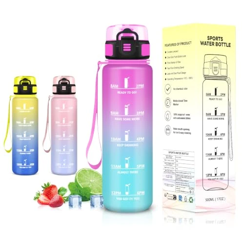Offerta a tempo: Grsta Borraccia 500 ml, Bottiglia con Filtro, Borraccia motivazionale - 0.00% da 7.99 € a 7.99 €