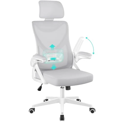 Offerta a tempo: Yaheetech Sedia Ufficio Ergonomica Poltrona Supporto Lombare Grigio Chiaro - 14% da 99.99 € a 85.99 €