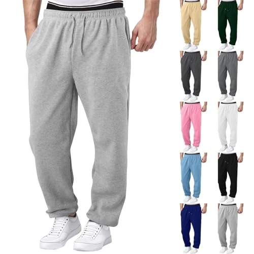 Offerta a tempo: Lvnsdknerse Pantaloni da Jogging da Uomo Pantaloni Tuta Uomo Pantalone Sportivi Larghi Casual Baggy Pantalone in Cotone con Tasche e Vita Elastica con Laccio, per Il Tempo Libero Running Fitness - 0.00% da 12.98 € a 12.98 €
