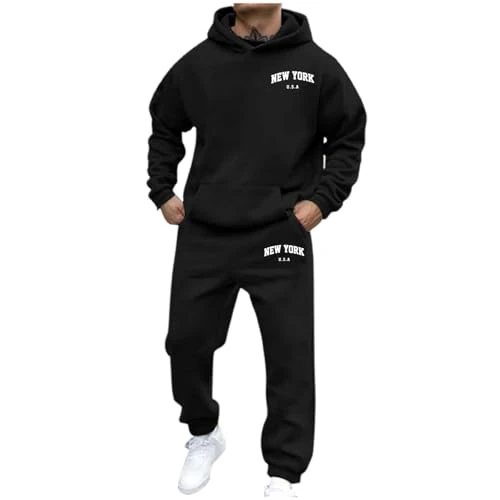 Offerta a tempo: Lvnsdknerse Tuta Uomo Completa Invernale, Tute da Ginnastica da Uomo con Cappuccio Tuta Felpata Cotone Felpa Sportiva e Pantaloni Sportivi Completo Palestra Invernali Casual - 0.00% da 24.98 € a 24.98 €
