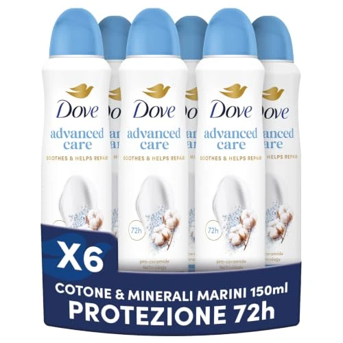 Offerta a tempo: Dove Deodorante Spray Advanced Care Cotone & Minerali Marini, 6x150ml - 52% da 26.70 € a 12.80 €