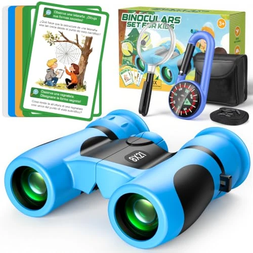 Offerta a tempo: Binocolo Bambini 8x21 Regalo Bambino 3-9 Anni, Kit Esploratore Cannocchiale - 0.00% da 21.99 € a 21.99 €