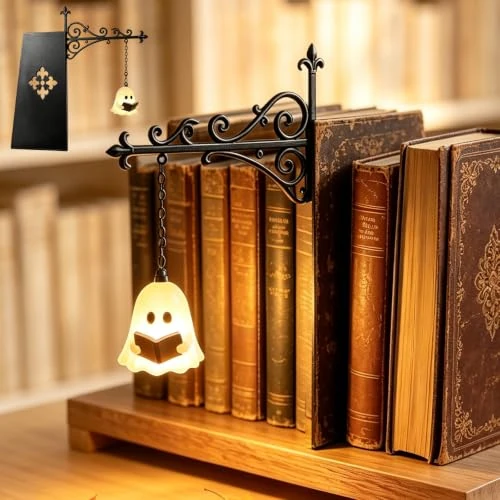 Offerta a tempo: HUIKUANGEU Lampadario per Libreria,Lampada da Libreria per Biblioteca | Illuminazione Decorativa per Scaffale,Lampada da Lettura a Forma di Fantasma,Mini Fermalibri Decorativo,per Studio,Libreria - 53% da 18.99 € a 8.99 €