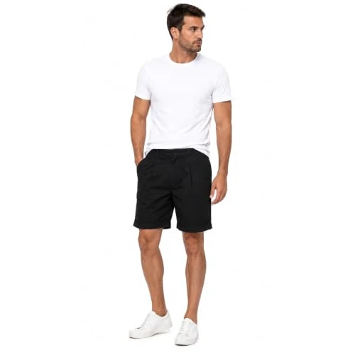 Offerta a tempo: GX GARGIX Bermuda Uomo 100% Cotone con Pinces e Risvolto, Pantaloncini Corti Estivi Casual Eleganti con Tasche Laterali, Chiusura con Bottone - 38% da 15.99 € a 9.99 €