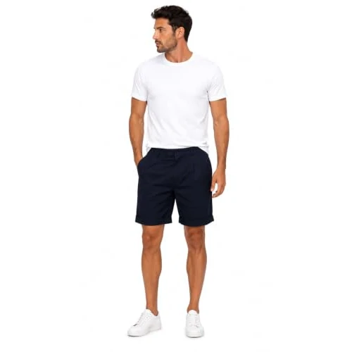 Offerta a tempo: GX GARGIX Bermuda Uomo 100% Cotone con Pinces e Risvolto, Pantaloncini Corti Estivi Casual Eleganti con Tasche Laterali, Chiusura con Bottone - 19% da 15.99 € a 12.99 €