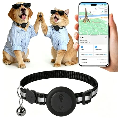 Oferta limitada: Collar GPS Gatos 2 en 1,Localizador GPS Perros con Seguimiento en Tiempo Real y Funciones Antipérdida,Sin Suscripción,iOS/Android,Collar Ajustable con Cascabel,Apto para Perros Pequeños y Gatos-Negro de 29.99 € a 29.99 € (ahorro 0.00%)