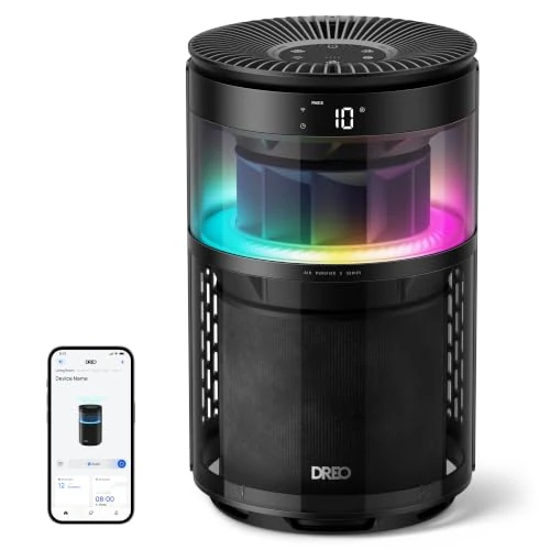 Offerta a tempo: DREO Purificatore d'aria smart 530S per camera da letto, CADR 221 m³/h | Filtrazione 3 stadi, display qualità aria PM2.5, LED RGBIC, controllo app, contro polvere, fumo e odori domestici - 0.00% da 139.99 € a 139.99 €