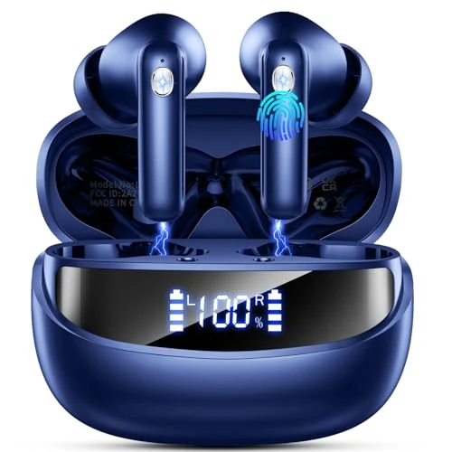 Offerta a tempo: 2026 Cuffie Bluetooth 5.4, Auricolari Bluetooth Stereo HiFi Con 4 ENC Microfoni Anti-Rumore, Durata 50 Ore Cuffiette In Ear, Cuffiette Touch Control, LED-Display, Impermeabili IP7 Cuffie Senza Fili - 72% da 89.99 € a 24.99 €