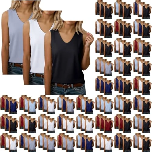 Offerta a tempo: Confezione Da 3 Pezzi Canottiere Da Donna con Scollo a V Senza Maniche - 0.00% da 24.66 € a 24.66 €