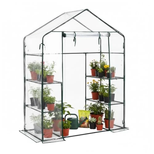 Zeitlich begrenztes Angebot: Baroni Home Gartengewächshaus mit transparenter PVC-Abdeckung, robuster Stahlrahmen, aufrollbare Tür mit Reißverschluss, Schutz vor Regen, Wind und Vögeln (Haus) von 44.99 € auf 44.99 € (0.00% Rabatt)