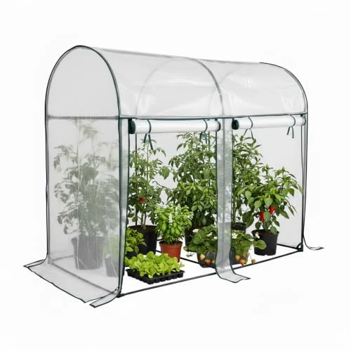 Zeitlich begrenztes Angebot: Baroni Home Gewächshaus für den Garten mit transparenter PVC-Abdeckung, Rahmen aus robustem Stahl, aufrollbare Tür mit Reißverschluss, Schutz vor Regen, Wind und Vögeln (ohne Rückstände) von 49.99 € auf 49.99 € (0.00% Rabatt)