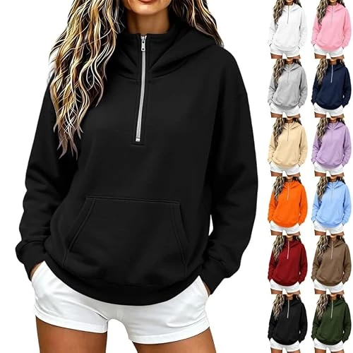 Offerta a tempo: Generico Felpe Nero Donna con Cappuccio丨Felpa Oversize Comoda con Tasca Frontale,Maglia Felpe Basic Casual per Tempo Libero,Pullover Senza Stampa Multicolore Tagile M - 0.00% da 19.98 € a 19.98 €