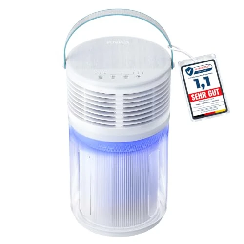Zeitlich begrenztes Angebot: KNKA HEPA Luftreiniger für Allergiker, Pollen & Allergene, kompakt, Weiß | HEPA Air Purifier, 100 m³/h CADR, 4 Stufen, 2/4/8h Timer, blau-violettes Licht, Aromabox, leise & mobil für Schlafzimmer/Büro von 109.99 € auf 59.99 € 
