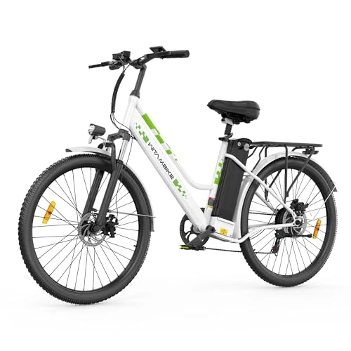 Offerta a tempo: ZAZAWORK Bici Elettrica Urbana 250W | Batteria 36V 15Ah, Autonomia fino a 100km, Cambio 7 Velocità, Freni a Disco, Display LED, Telaio in Acciaio per Altezze 165-195 cm (c26-bianco) - 0.00% da 759.00 € a 759.00 €