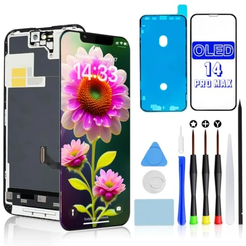 Offre limitée : Écran OLED Souple pour iPhone 14 Pro Max Remplacement Tactile Numériseur | Assemblage Écran Tactile COP Numériseur, Outils Réparation, Joint Étanche, Verre Trempé, Kit Pose & Notice Utilisation Fourni de 129.99 € à 129.99 € (0.00% de remis