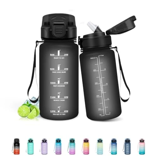 Offerta a tempo: Mulbijeo Borraccia 500Ml, Reutilizables, Borraccia con Cannuccia, Senza BPA & A Prova di Perdita, Bottiglia Scuola Elementare, Borracce Motivazionale per Scuola, Running, Palestra, Ufficio - 0.00% da 7.99 € a 7.99 €
