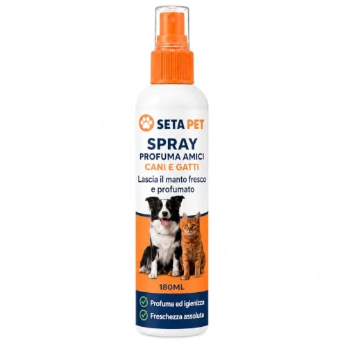 Offerta a tempo: SetaPet - Profumo per Cani e Gatti 180ml, Spray Profumante per il Manto, Lascia il Pelo Fresco e Profumato, Ideale dopo Bagno e Toelettatura, con Vaporizzatore - 0.00% da 19.99 € a 19.99 €