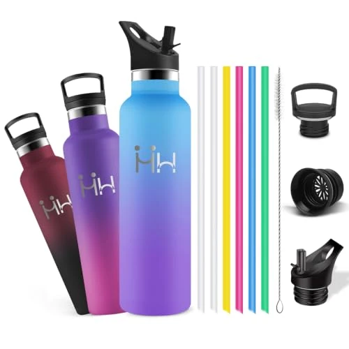 Zeitlich begrenztes Angebot: Trinkflasche Edelstahl, 1l, Trinkflasche Sport, Thermos mit 6 Strohhalm von 12.99 € auf 12.99 € (0.00% Rabatt)